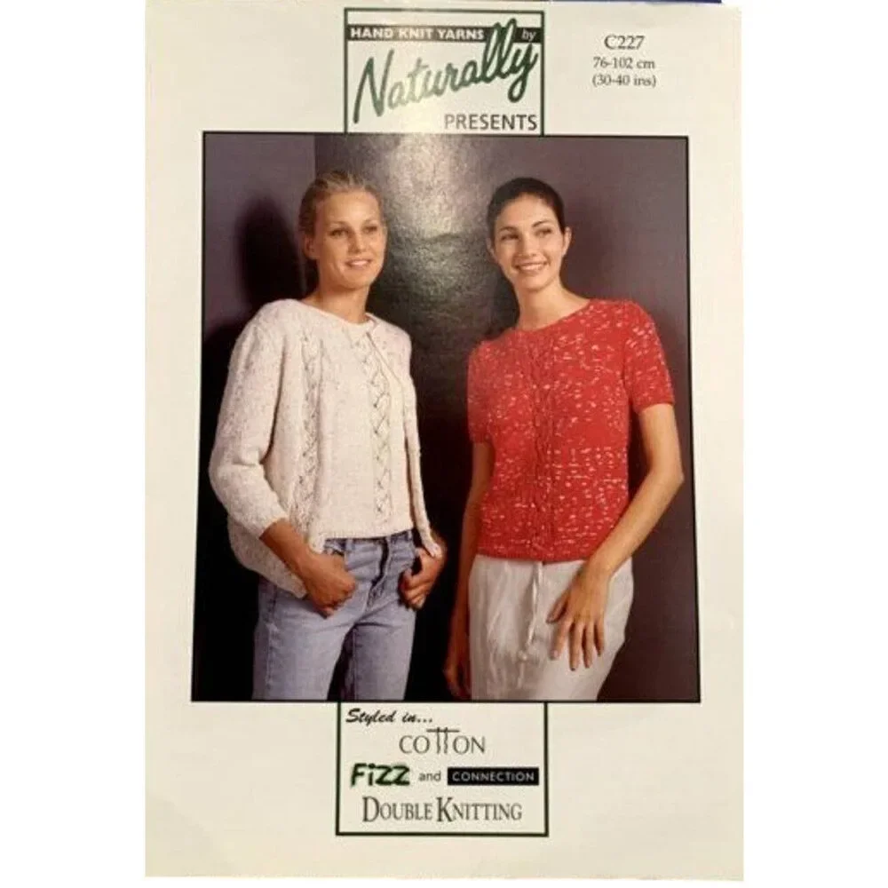 New Hand Knit Yarns by Naturally C227 Sweater Cardigan Knitting Pattern